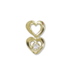 GP004/S – Gold Stud– Double Heart + Stone