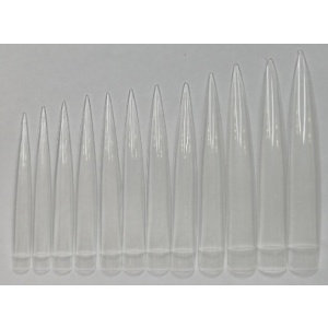 12 X Stiletto Tips - Clear - Extra Long